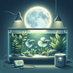 Aquarium apaisé la nuit, poissons au repos