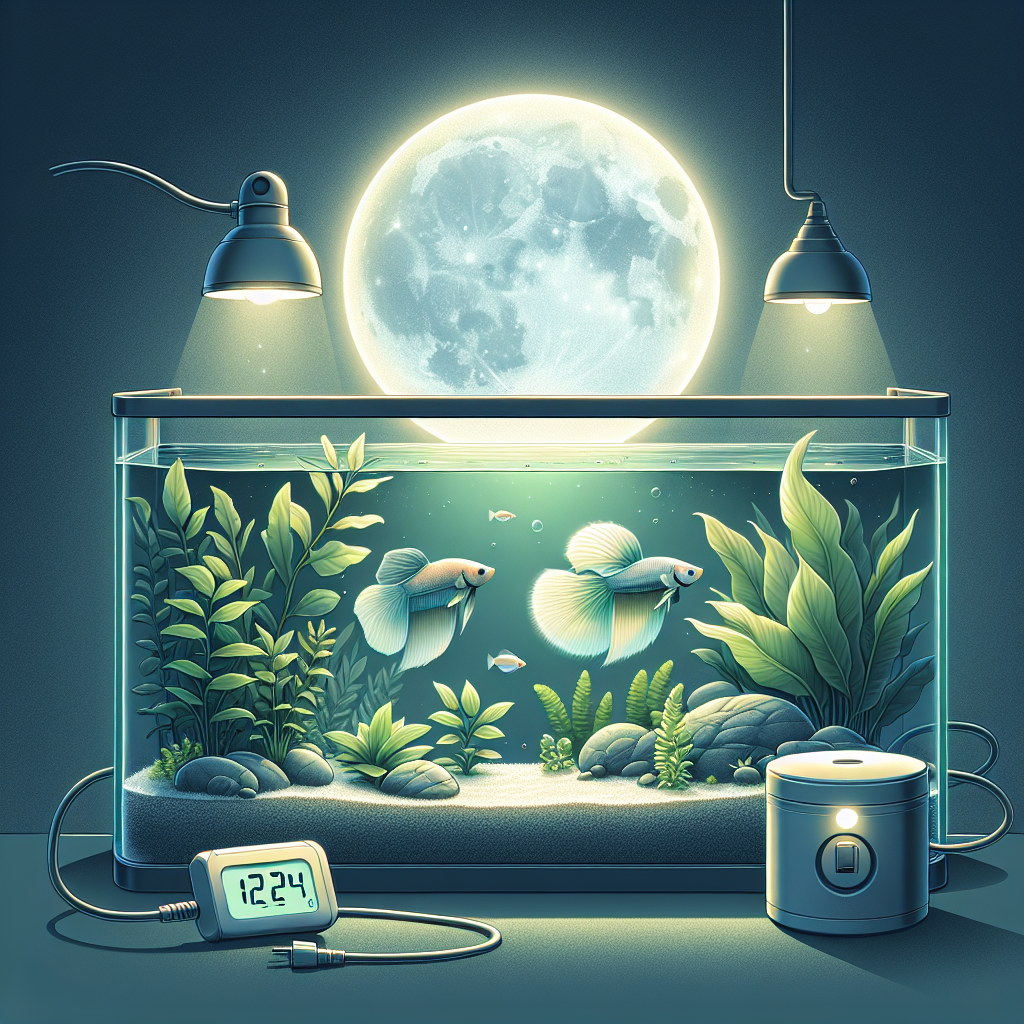 Aquarium apaisé la nuit, poissons au repos