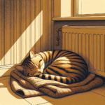 Chat dormant dans son coin préféré, sécurité, chaleur et odeur.